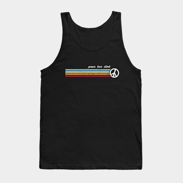 Retro Stripes Peace Love Climb Tank Top by Jitterfly